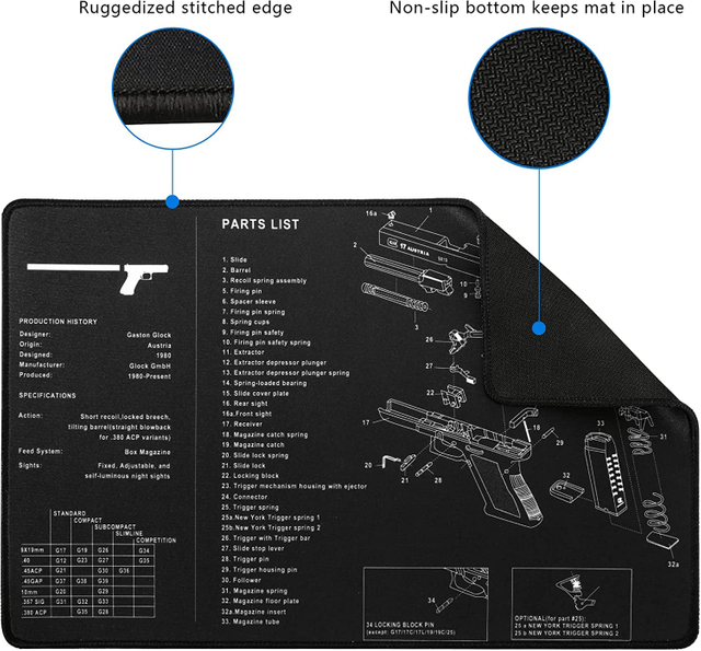 Gun Cleaning Pad, Premium Absorbent/Waterproof/Durable - Protects Surfaces Rubber Custom Mouse Pads