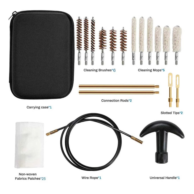 GK28 .22cal.38cal .40cal.45cal universal gun cleaning kits with cloth bag for sale
