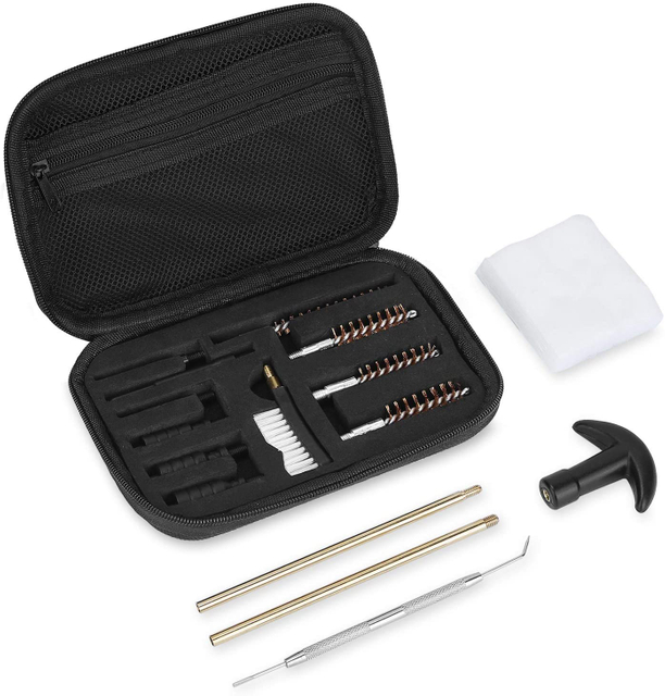 GK37 16pcs .22 .38 .40 .45cal universal Gun Cleaning Chamber Brush Ar15 Ar 15 Accessories Aluminum Gun Cleaning Kit Aluminium Case Box Ak Brush