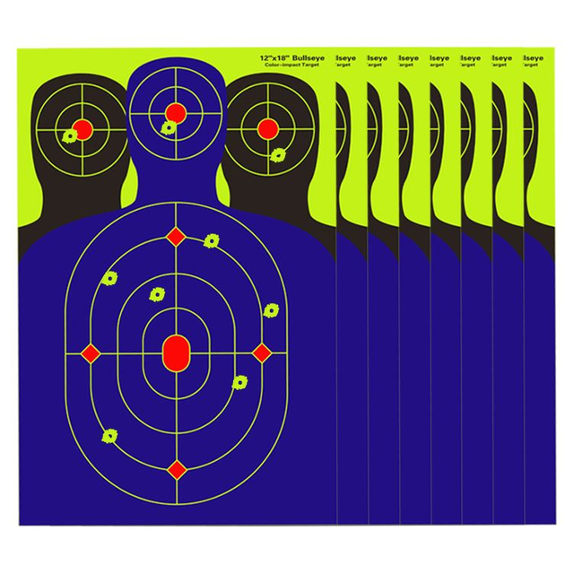 Splatterburst Targets - 12 x18 inch - Silhouette Splatter Target - Easily See Your Shots Burst Bright Fluorescent Blue Upon Impact