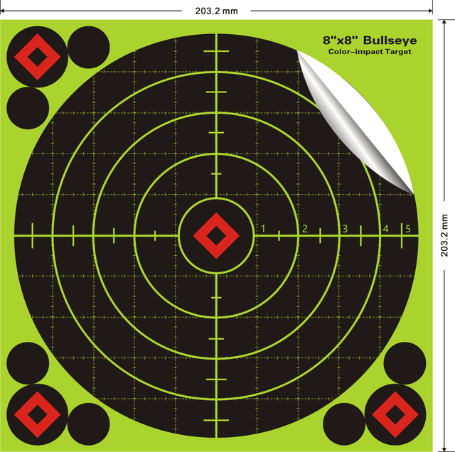 8"x8" Sight in Splatterburst Target - Instantly See Your Shots Burst Bright Florescent Yellow Upon Impact!