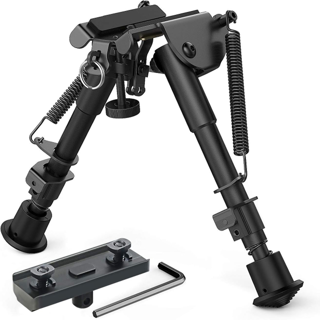 Tactical Rifle Bipod | 6-9 Inch Adjustable, Tiltable Foldable with Quick Release S-Lock