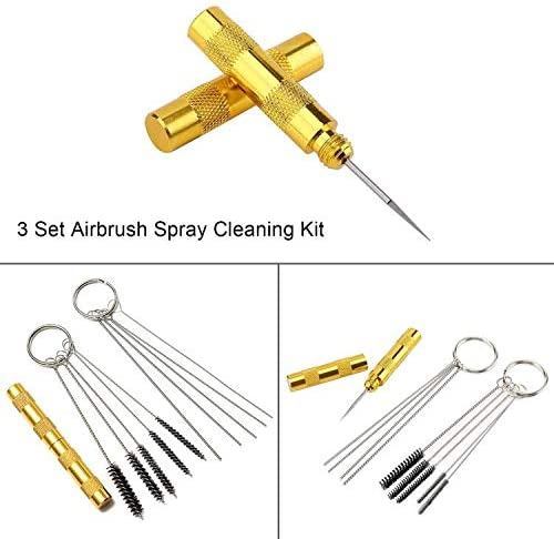 Airbrush Cleaning Kit Spray Wash Cleaning Pot Stabilizer Jar Bottles Holder with Cleaning Tools Needle Nozzle Brush