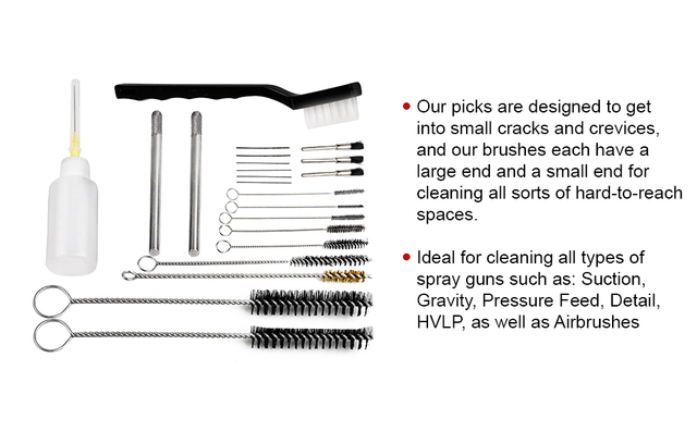 GK17-A Pro 23pc Spray Gun Cleaning Kit Case HVLP Air Tool Paint Gravity Detail Airbrush