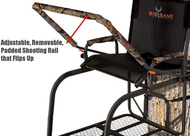 1.5 Ladder Whitetail Deer Elk Mule Above Hunting Outdoors Flex-Tek Seat 18'6" Tall 1-Person Tree Stand,Black