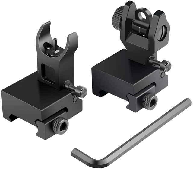 Twod Flip Up Rifle Sight Double Aperture Iron Sights Picatinny Spare Front And Rear Scope