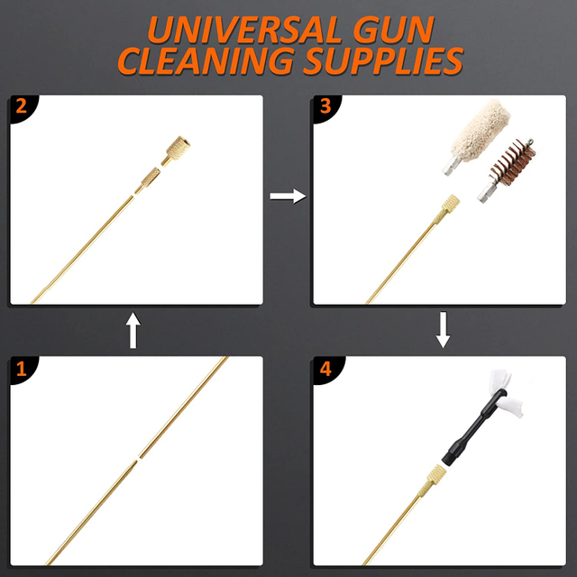 26 Pcs Airgun Rife Pistol Shotgun Universal Brass Gun Cleaning Kits With Leather Case Case for sale