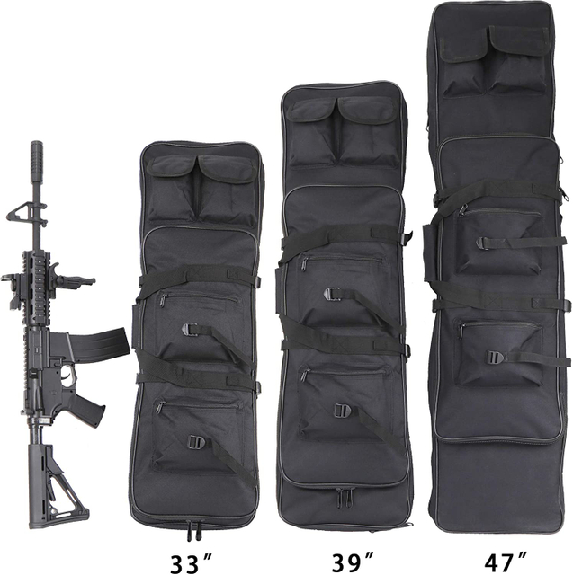 Tactical Double Gun Case, Rifle Case, Padded Rifle Storage Backpack Integrated Pistol and Magazine Storage