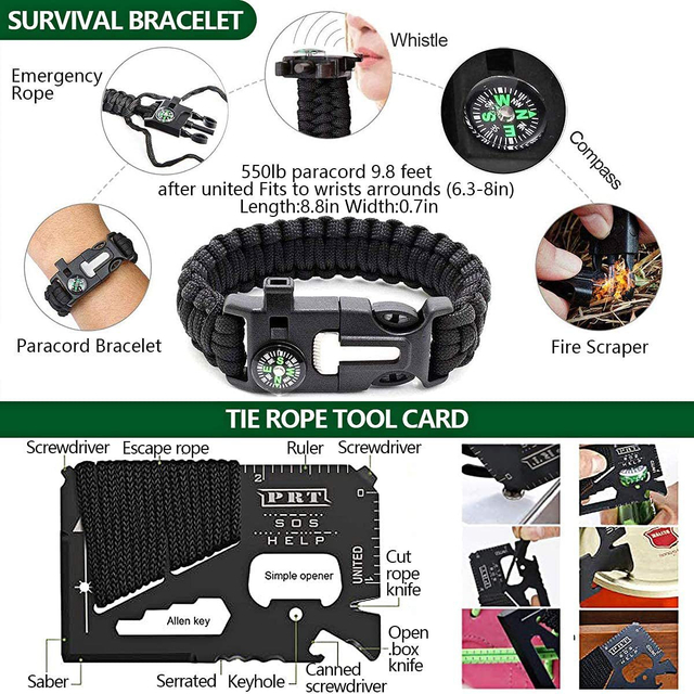 Survival Kits, Survival Gear and Equipment, Christmas Stocking Stuffers, Gift for Men Camping Outdoor Adventure